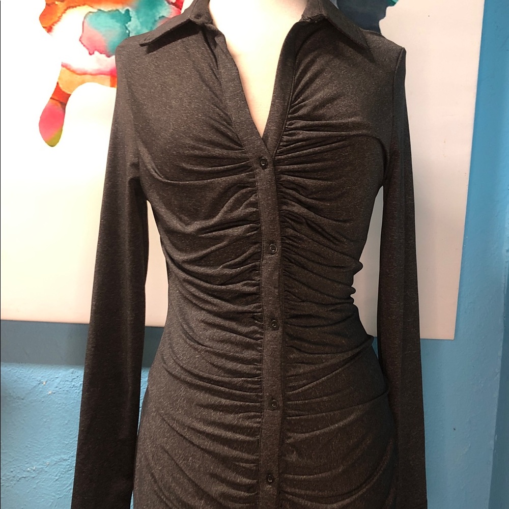 Elegant Gray Ruched Dress
